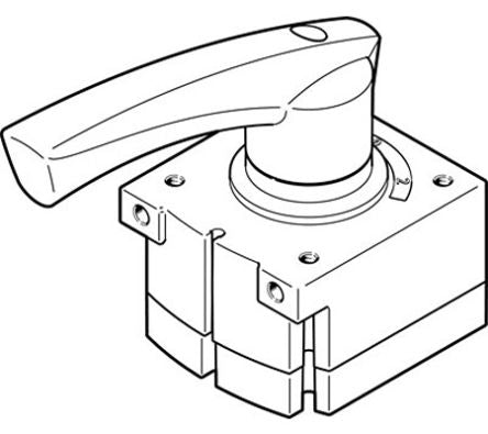 Festo Manual 4/3 Way, Pressurised Pneumatic Manual Control Valve VHER Series, G 1/8, 6mm, 3488215 [VHER-H-B43U-B-G18]; 289-0599