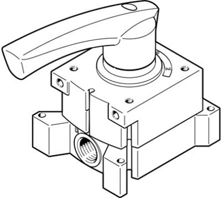 Festo Manual 4/3 Way, Pressurised Pneumatic Manual Control Valve VHER Series, G 1/4, 8mm, 3515108 [VHER-H-B43U-G14]; 289-0601