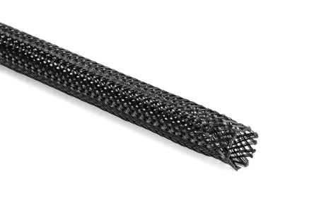HellermannTyton Expandable Braided Polyester Black Cable Sleeve, 30mm Diameter, 50m Length, Helagaine HEGP Series [170-00300 HEGPX30-PET-BK]; 289-1006