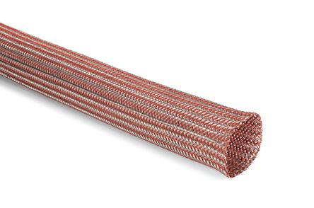 HellermannTyton Expandable Braided PET, Tin Plated Copper Silver/Orange Cable Sleeve, 35mm Diameter, 50m Length, 173 [173-03501 HEGEMIP-HY35-PET/SNCU-OG/SR]; 289-1031