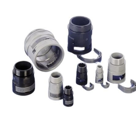 Flexible Fitting, Conduit Fitting, 12mm Nominal Size, PG11, Polyamide 6, Black [BVND-P112GT-11]; 289-1215