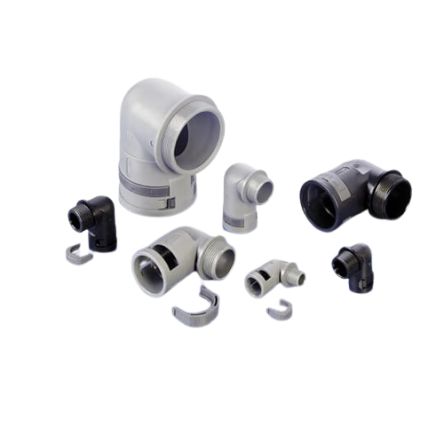 Flexible Fitting, Conduit Fitting, 10mm Nominal Size, PG90, Polyamide 6, Black [BVWD-P090GT-11]; 289-1242