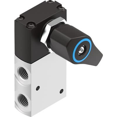 Festo Manual 3/2-way, monostable, open/closed Pneumatic Manual Control Valve VHEF Series, G 1/4, 2.5mm, 4106807 [VHEF-EST-M32-M-G14]; 289-1544