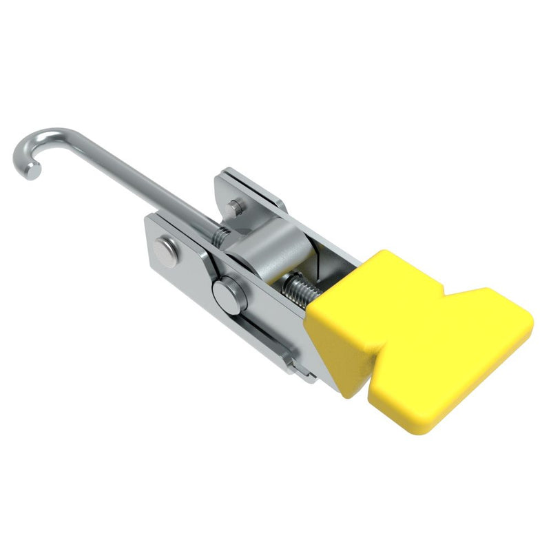 SOUTHCO Over-center Draw Latch, Medium Size, Without Keeper, Steel, Zinc Plate, Bright chromate, With yellow vinyl grip [A1-11-502-20]