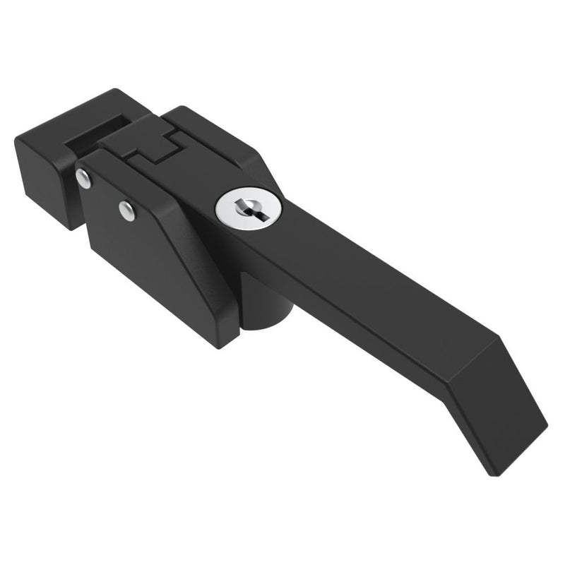SOUTHCO Compression Latch, Over-Center Lever Latch, Key Locking, 10-32 Tapped Mounting Holes, Zinc Alloy, Powder Coat, Black [A7-10-302-20]