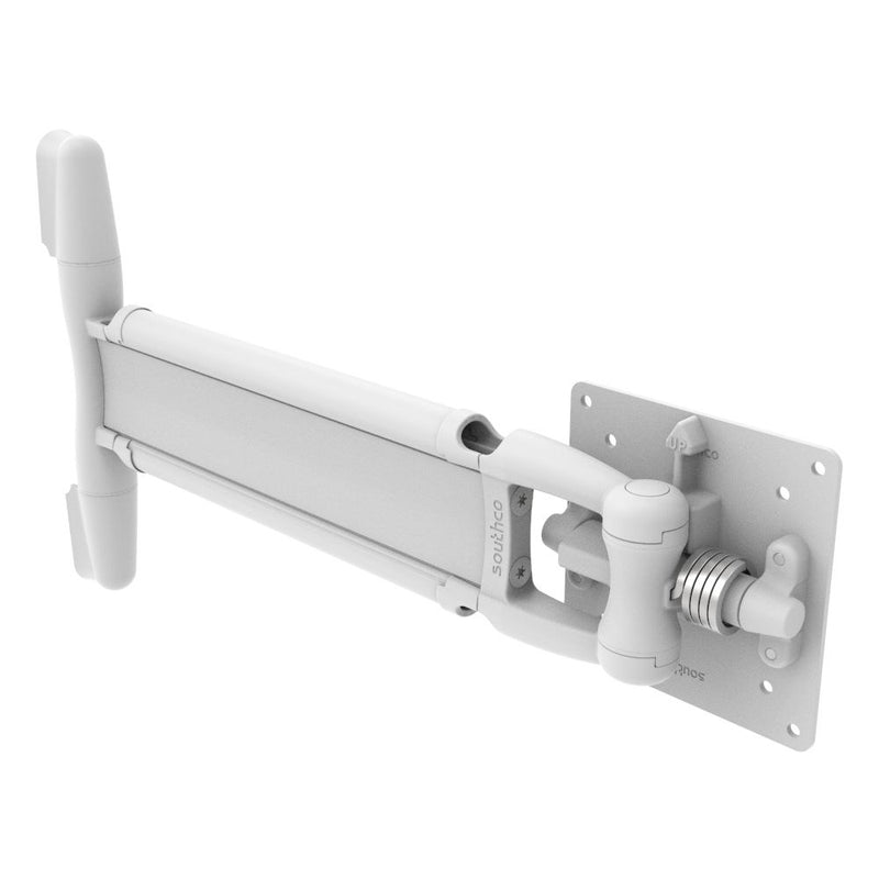 SOUTHCO Monitor Mount, Tilt & Swivel, Single Arm, Aluminum Alloy, Powder Coat, White [AV-D30-35A102-76]
