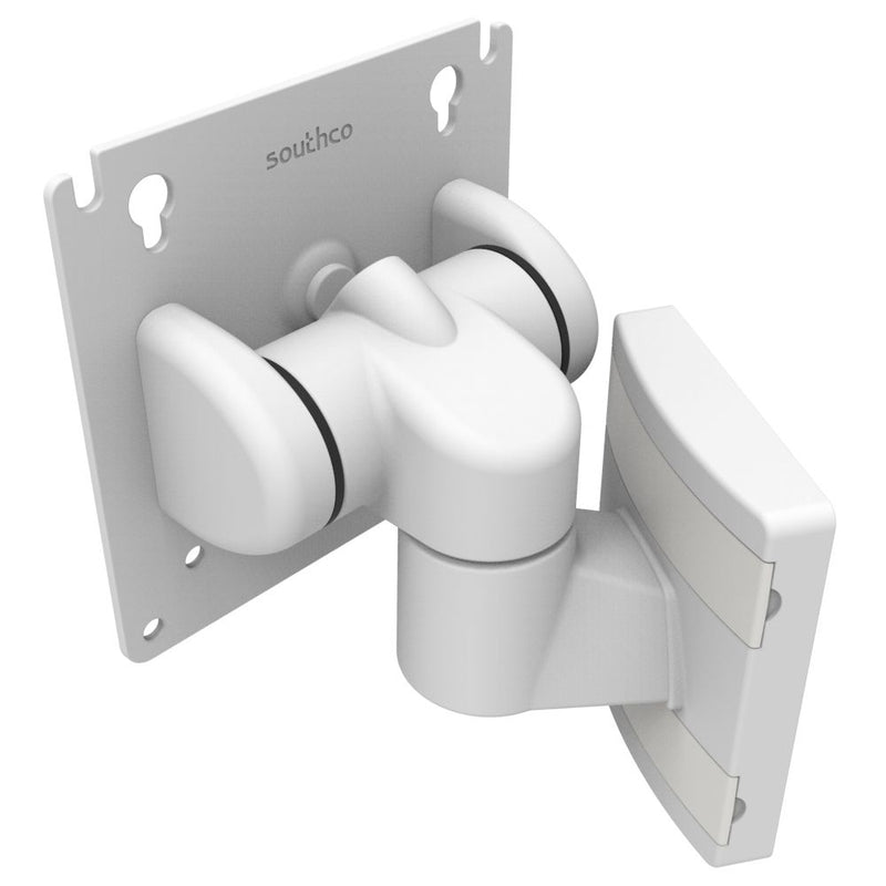 SOUTHCO Monitor Mount, Tilt & Swivel, With VESA Mounting Plate, Wall Mount, Front Fastened, Aluminum Alloy, Powder Coat, White [AV-D32-10K141-76]