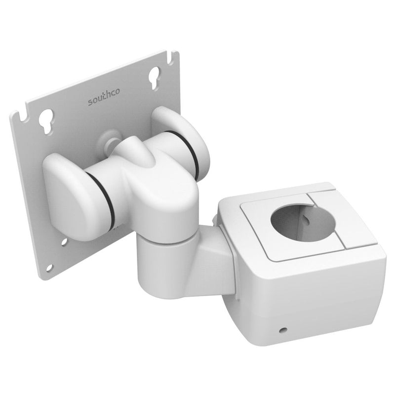 SOUTHCO Monitor Mount, Tilt & Swivel, With VESA Mounting Plate, Pole Mount, Aluminum Alloy, Powder Coat, White [AV-D32-10K163-76]