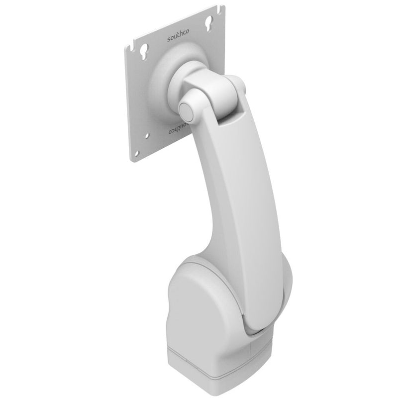 SOUTHCO Monitor Mount, Height Adjusting, Single Arm, With VESA Mounting Plate, Table Mount, Aluminum Alloy, Powder Coat, White [AV-D32-20C236-76]