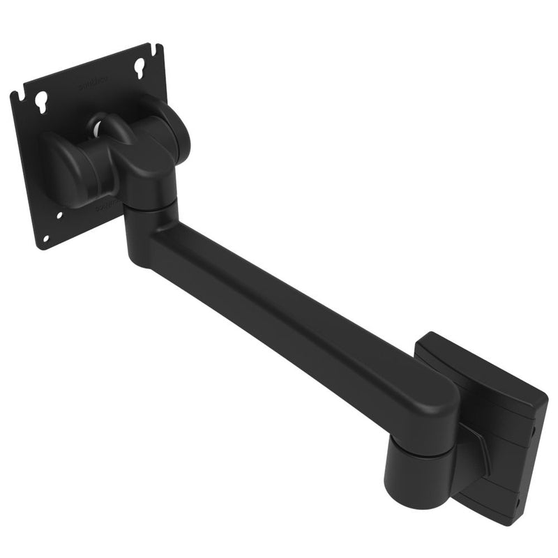 SOUTHCO Monitor Mount, Tilt & Swivel, Single Arm, With VESA Mounting Plate, Wall Mount, Front Fastened, Aluminum Alloy, Powder Coat, Black [AV-D32-23A142-50]