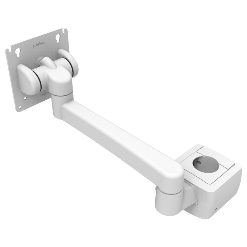 SOUTHCO Monitor Mount, Tilt & Swivel, Single Arm, With VESA Mounting Plate, Pole Mount, Aluminum Alloy, Powder Coat, White [AV-D32-23A162-76]