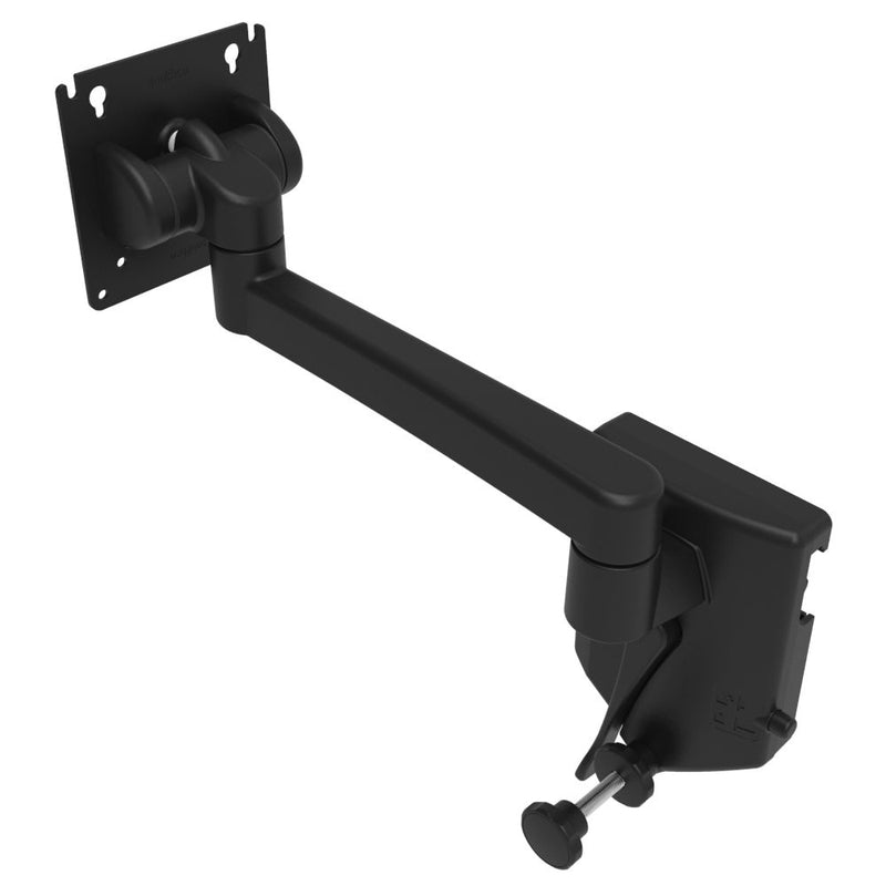 SOUTHCO Monitor Mount, Tilt & Swivel, Single Arm, With VESA Mounting Plate, Rail Mount, Aluminum Alloy, Powder Coat, Black [AV-D32-23A172-50]