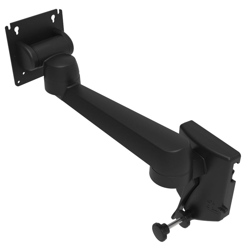 SOUTHCO Monitor Mount, Tilt & Swivel, Single Arm, Rail Mount, Aluminum Alloy, Powder Coat, Black [AV-D40-25A172-50]
