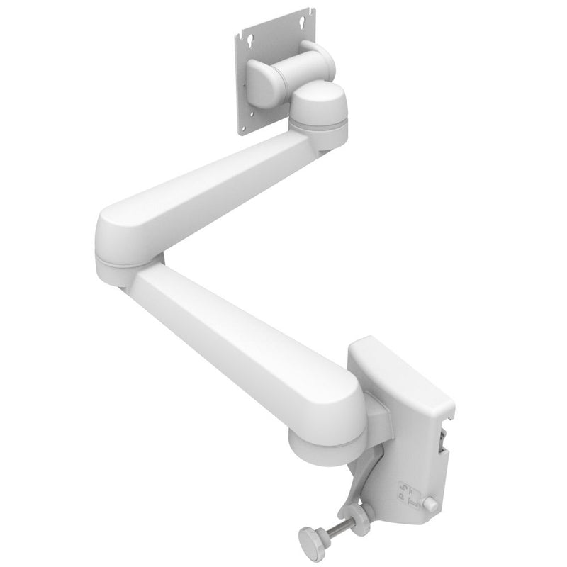 SOUTHCO Monitor Mount, Tilt & Swivel, Double Arm, Rail Mount, Aluminum Alloy, Powder Coat, White [AV-D40-50D172-76]