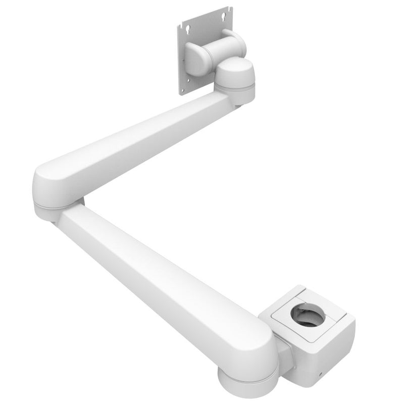 SOUTHCO Monitor Mount, Tilt & Swivel, Double Arm, Pole Mount, Aluminum Alloy, Powder Coat, White [AV-D40-65D164-76]