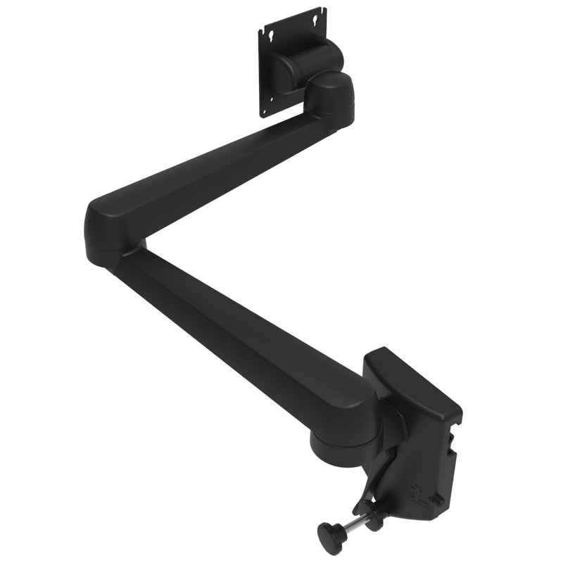 SOUTHCO Monitor Mount, Tilt & Swivel, Double Arm, Rail Mount, Aluminum Alloy, Powder Coat, Black [AV-D40-65D173-50]