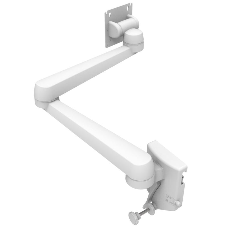 SOUTHCO Monitor Mount, Tilt & Swivel, Double Arm, Rail Mount, Aluminum Alloy, Powder Coat, White [AV-D40-65D172-76]