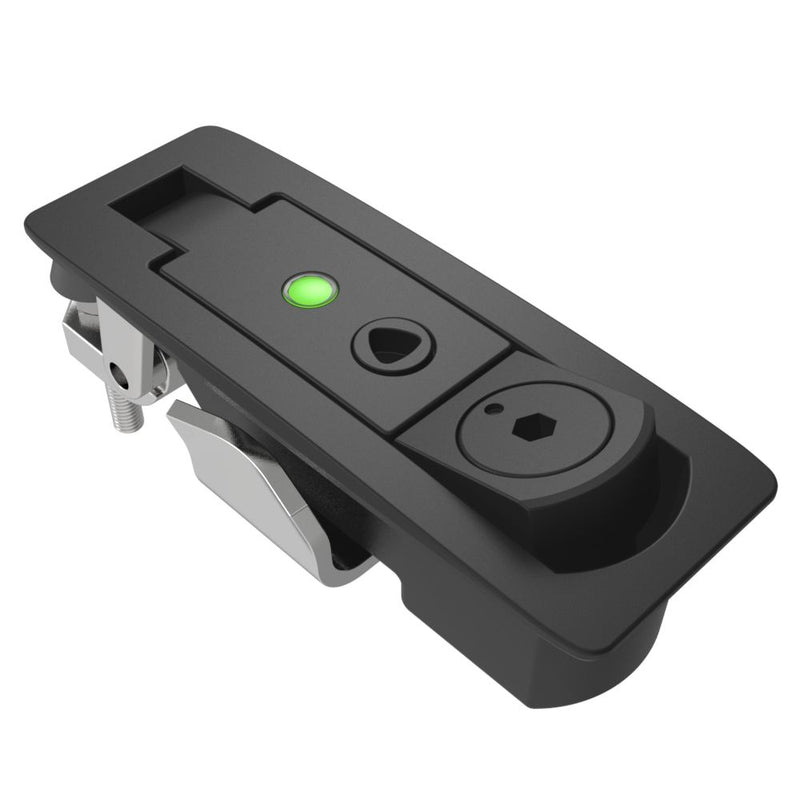 SOUTHCO Compression Latch, Lever Latch, Tool Locking, 4 mm Hex Recess, 1-8mm Panel, 1-18mm Grip, Sealed, Zinc Alloy, Powder Coat, Black [C2-A42-45-3]