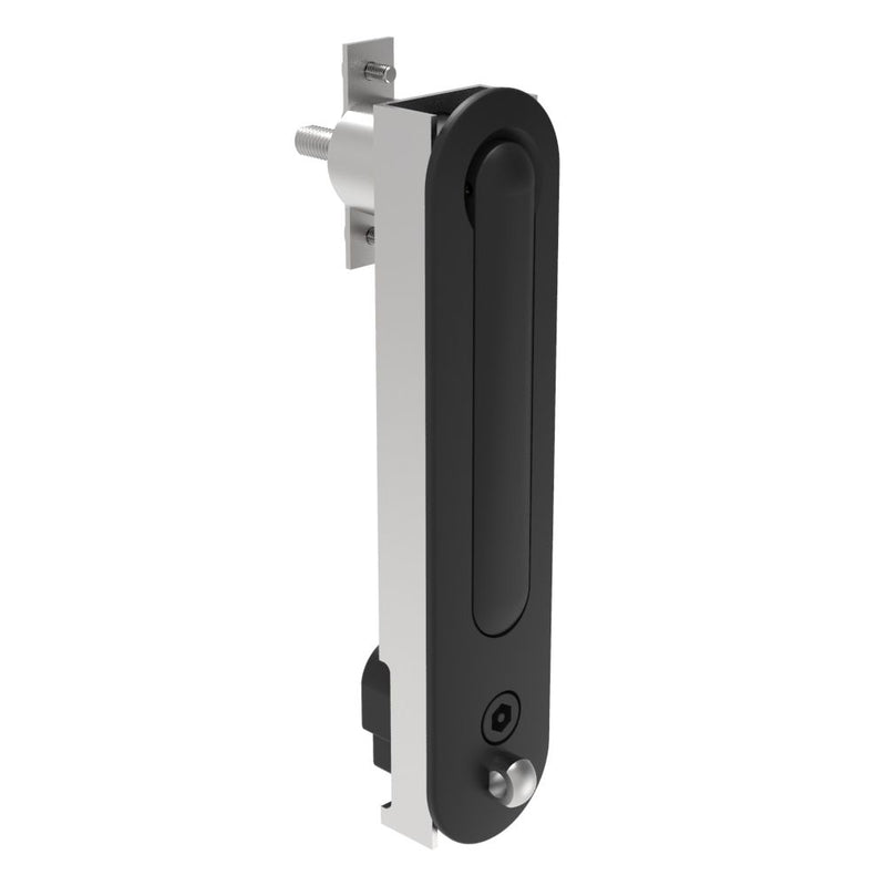 SOUTHCO Multipoint Compression Latch, Steel Mounting Hardware, Locking, Bellcore Electronics Key with Padlock Hasp, Universal Swing, Zinc Alloy, Black [CR-19-54-15]