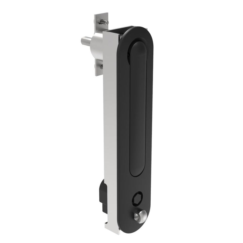 SOUTHCO Multipoint Compression Latch, Steel Mounting Hardware, Locking, Bellcore 216 Key with Padlock Hasp, Counter-clockwise Swing, Zinc Alloy, Black [CR-19-55-25]