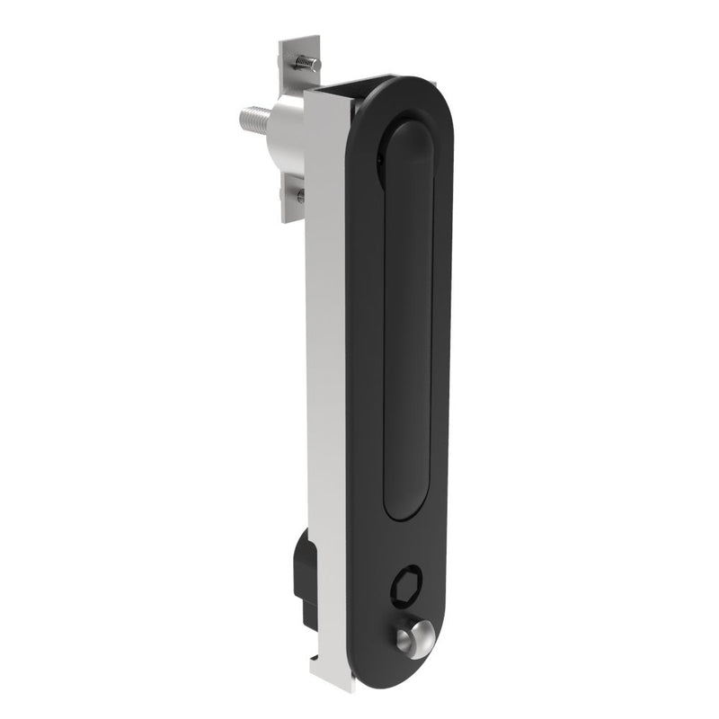 SOUTHCO Multipoint Compression Latch, Steel Mounting Hardware, Locking, Bellcore 216 Key with Padlock Hasp, Clockwise Swing, Zinc Alloy, Black [CR-19-55-35]