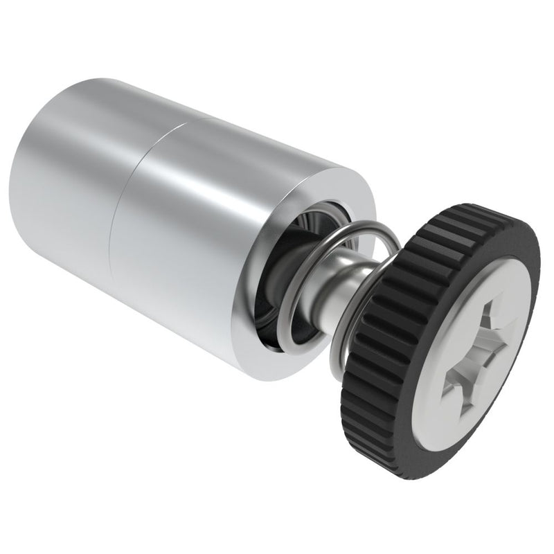 SOUTHCO DZUS® Tech Line, Press-in, 11.3 mm Fastened Stud Projection, 0.9mm Min. Outer Panel, #2 Phillips Recess, Black Knob, Bulk Packaged [D9-52-1314-K000]