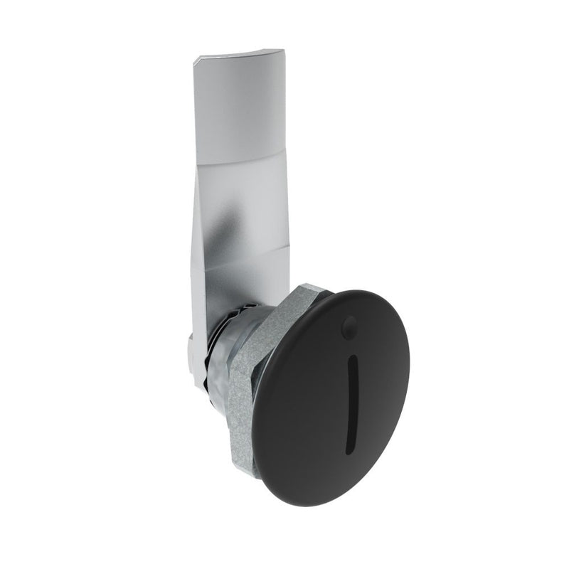 SOUTHCO Quarter-Turn Cam Latch, Slotted Recess, 14mm (.55 in) Grip, Not Sealed, Zinc Alloy, Powder Coat, Black [E5-1-005-080]