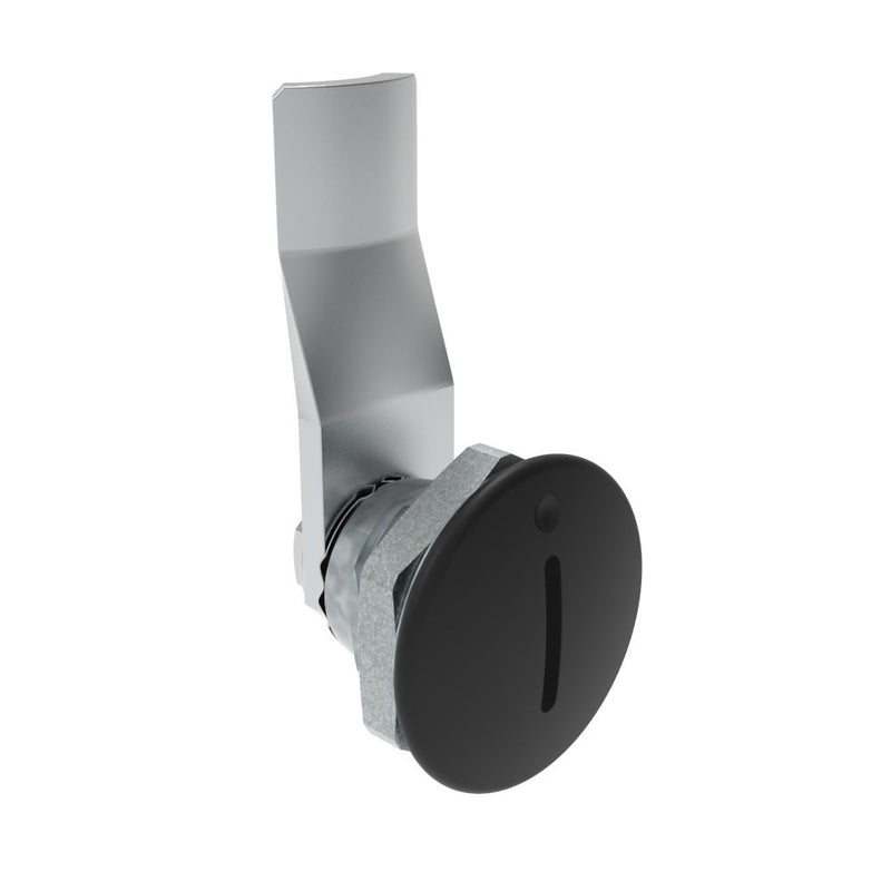 SOUTHCO Quarter-Turn Cam Latch, Slotted Recess, 18mm (.71 in) Grip, Not Sealed, Zinc Alloy, Powder Coat, Black [E5-1-005-100]