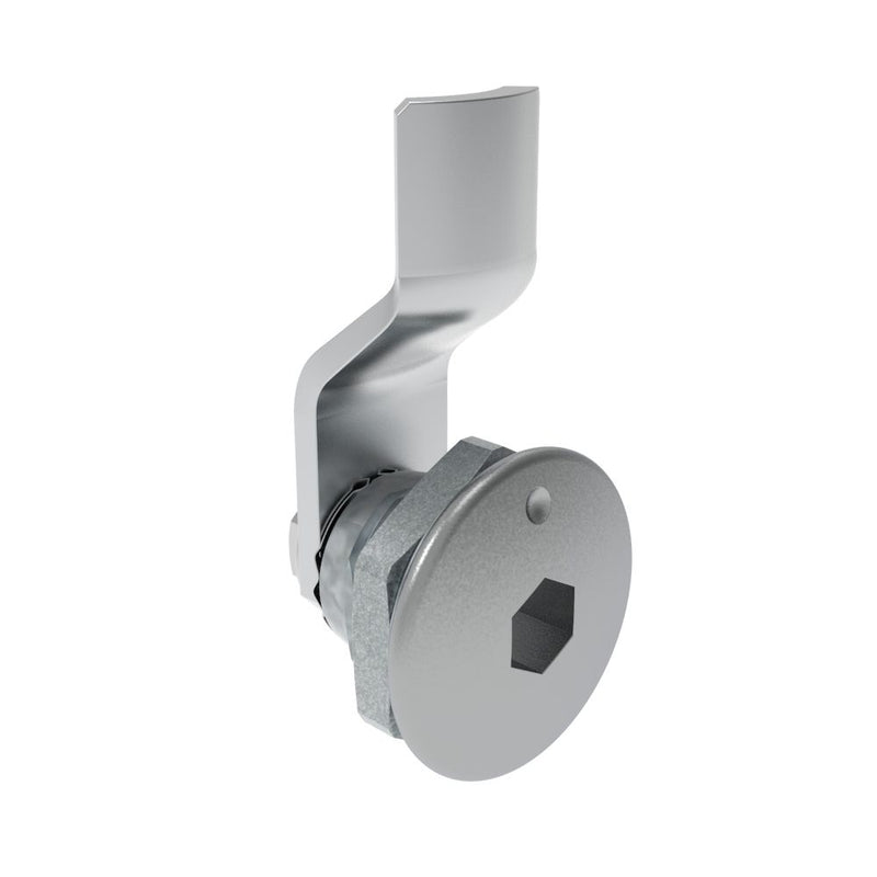 SOUTHCO Quarter-Turn Cam Latch, 8 mm Hex Recess, 2mm (.08 in) Grip, Not Sealed, Zinc Alloy, Chrome Plated, Bright [E5-1-011-020]