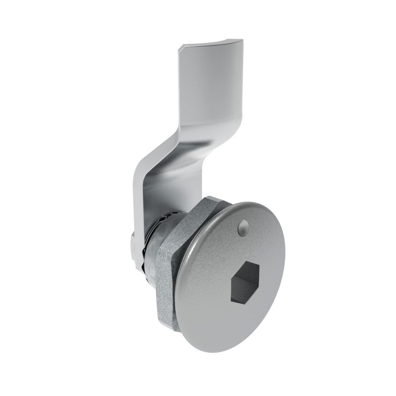 SOUTHCO Quarter-Turn Cam Latch, 8 mm Hex Recess, 2mm (.08 in) Grip, Sealed, Zinc Alloy, Chrome Plated, Bright [E5-1-011-021]