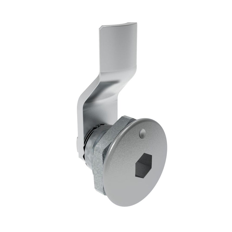 SOUTHCO Quarter-Turn Cam Latch, 8 mm Hex Recess, 4mm (.16 in) Grip, Not Sealed, Zinc Alloy, Chrome Plated, Bright [E5-1-011-030]