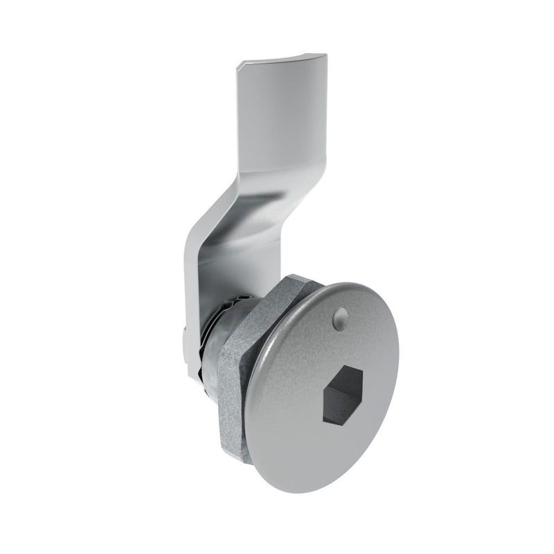 SOUTHCO Quarter-Turn Cam Latch, 8 mm Hex Recess, 4mm (.16 in) Grip, Sealed, Zinc Alloy, Chrome Plated, Bright [E5-1-011-031]