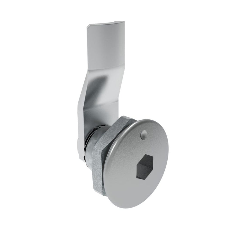 SOUTHCO Quarter-Turn Cam Latch, 8 mm Hex Recess, 10mm (.39 in) Grip, Sealed, Zinc Alloy, Chrome Plated, Bright [E5-1-011-061]