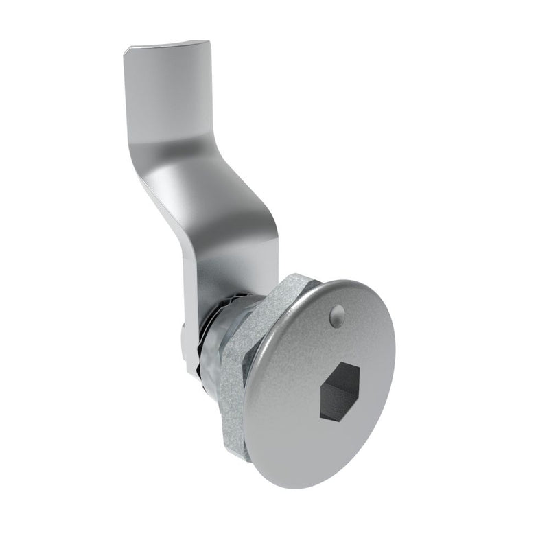 SOUTHCO Quarter-Turn Cam Latch, 8 mm Hex Recess, 28mm (1.10 in) Grip, Not Sealed, Zinc Alloy, Chrome Plated, Bright [E5-1-011-150]