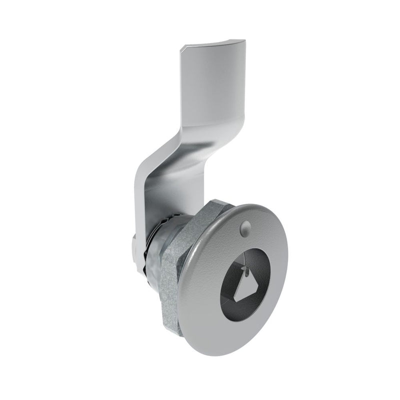 SOUTHCO Quarter-Turn Cam Latch, 7 mm Triangle Recess, 2mm (.08 in) Grip, Not Sealed, Zinc Alloy, Chrome Plated, Bright [E5-1-021-020]