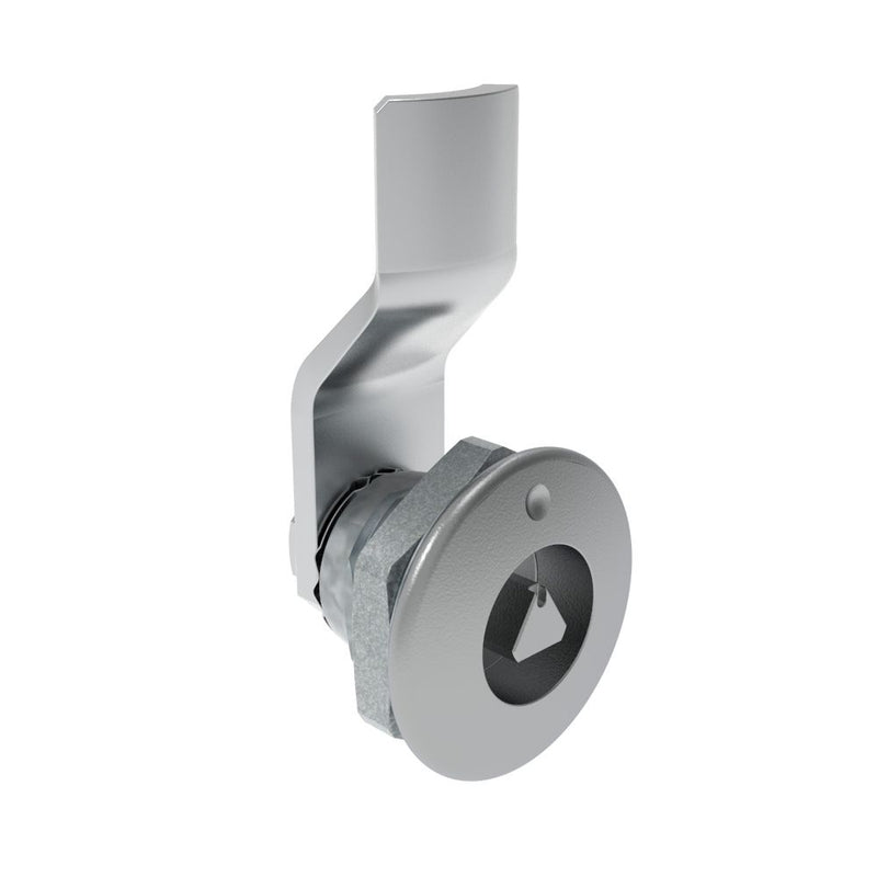 SOUTHCO Quarter-Turn Cam Latch, 7 mm Triangle Recess, 4mm (.16 in) Grip, Not Sealed, Zinc Alloy, Chrome Plated, Bright [E5-1-021-030]