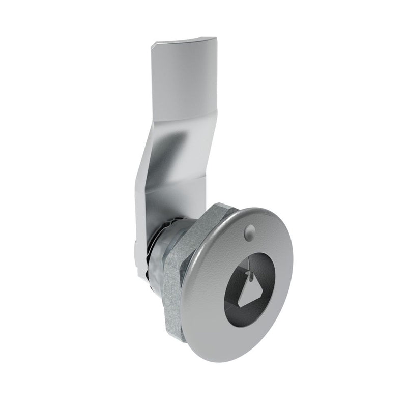 SOUTHCO Quarter-Turn Cam Latch, 7 mm Triangle Recess, 10mm (.39 in) Grip, Not Sealed, Zinc Alloy, Chrome Plated, Bright [E5-1-021-060]