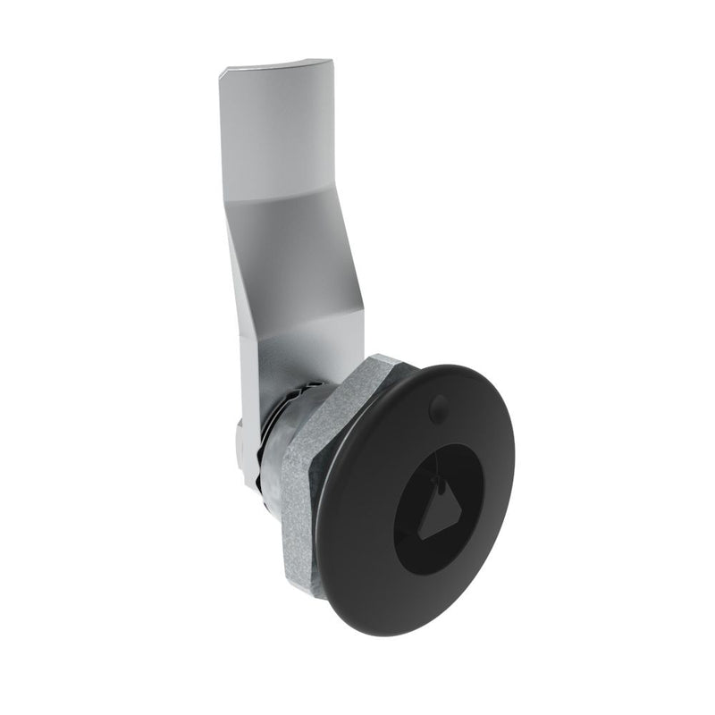 SOUTHCO Quarter-Turn Cam Latch, 7 mm Triangle Recess, 18mm (.71 in) Grip, Sealed, Zinc Alloy, Powder Coat, Black [E5-1-025-101]