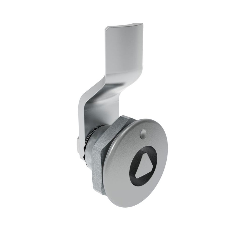 SOUTHCO Quarter-Turn Cam Latch, 8 mm Triangle Recess, 2mm (.08 in) Grip, Sealed, Zinc Alloy, Chrome Plated, Bright [E5-1-031-021]