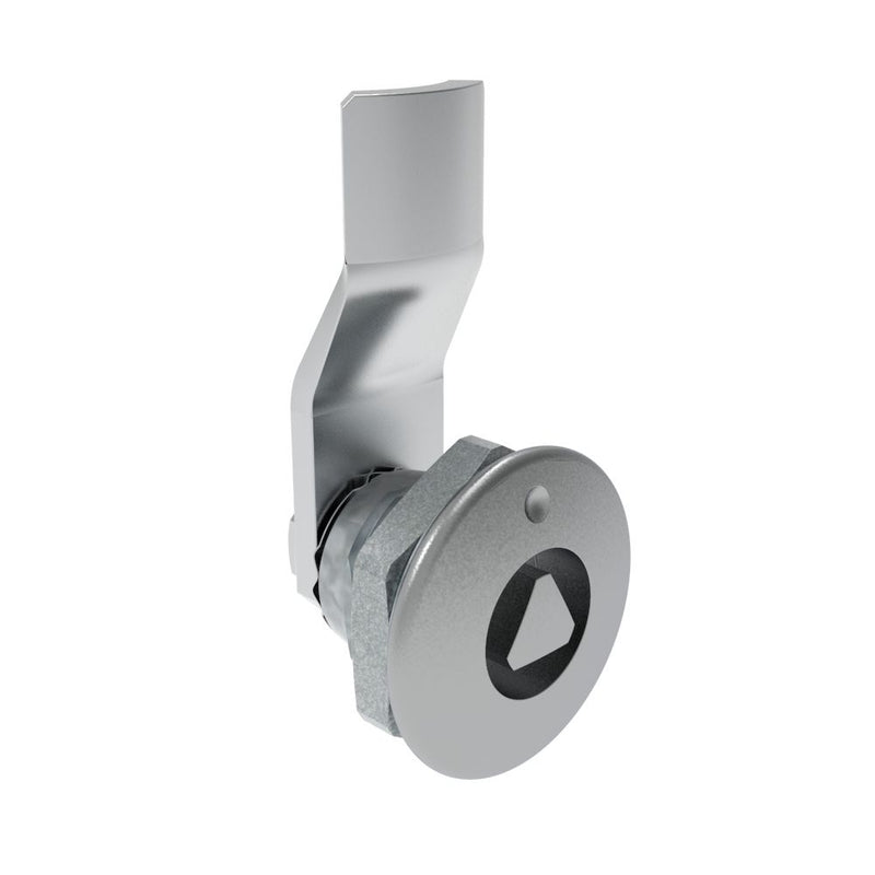 SOUTHCO Quarter-Turn Cam Latch, 8 mm Triangle Recess, 8mm (.31 in) Grip, Not Sealed, Zinc Alloy, Chrome Plated, Bright [E5-1-031-050]