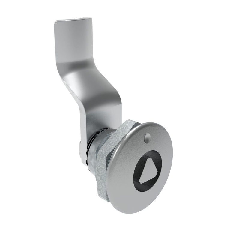 SOUTHCO Quarter-Turn Cam Latch, 8 mm Triangle Recess, 28mm (1.10 in) Grip, Not Sealed, Zinc Alloy, Chrome Plated, Bright [E5-1-031-150]
