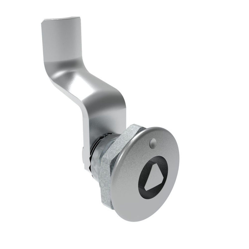 SOUTHCO Quarter-Turn Cam Latch, 8 mm Triangle Recess, 36mm (1.42 in) Grip, Not Sealed, Zinc Alloy, Chrome Plated, Bright [E5-1-031-190]