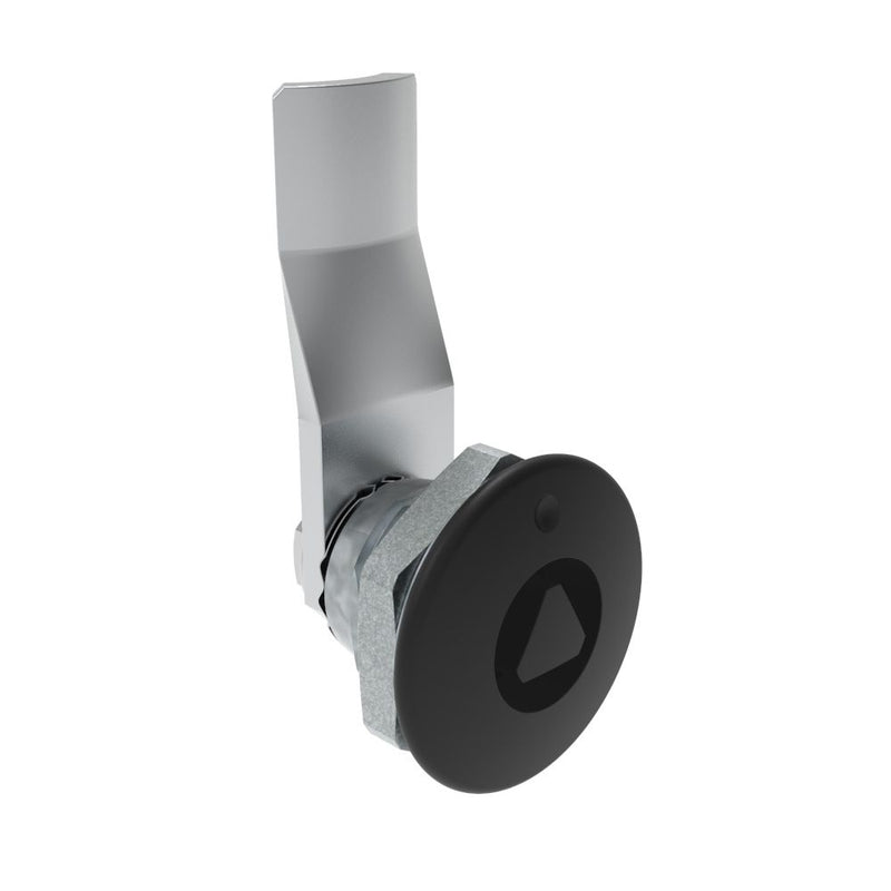 SOUTHCO Quarter-Turn Cam Latch, 8 mm Triangle Recess, 18mm (.71 in) Grip, Not Sealed, Zinc Alloy, Powder Coat, Black [E5-1-035-100]
