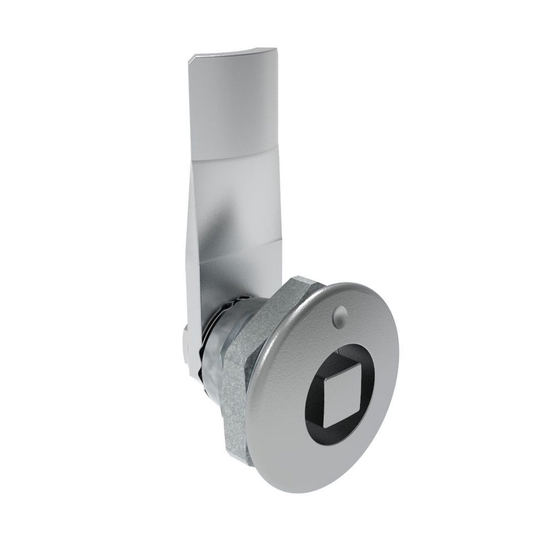 SOUTHCO Quarter-Turn Cam Latch, 8 mm Square, 14mm (.55 in) Grip, Not Sealed, Zinc Alloy, Chrome Plated, Bright [E5-1-051-080]