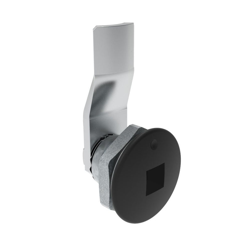 SOUTHCO Quarter-Turn Cam Latch, 8 mm Square Recess, 10mm (.39 in) Grip, Sealed, Zinc Alloy, Powder Coat, Black [E5-1-085-061]