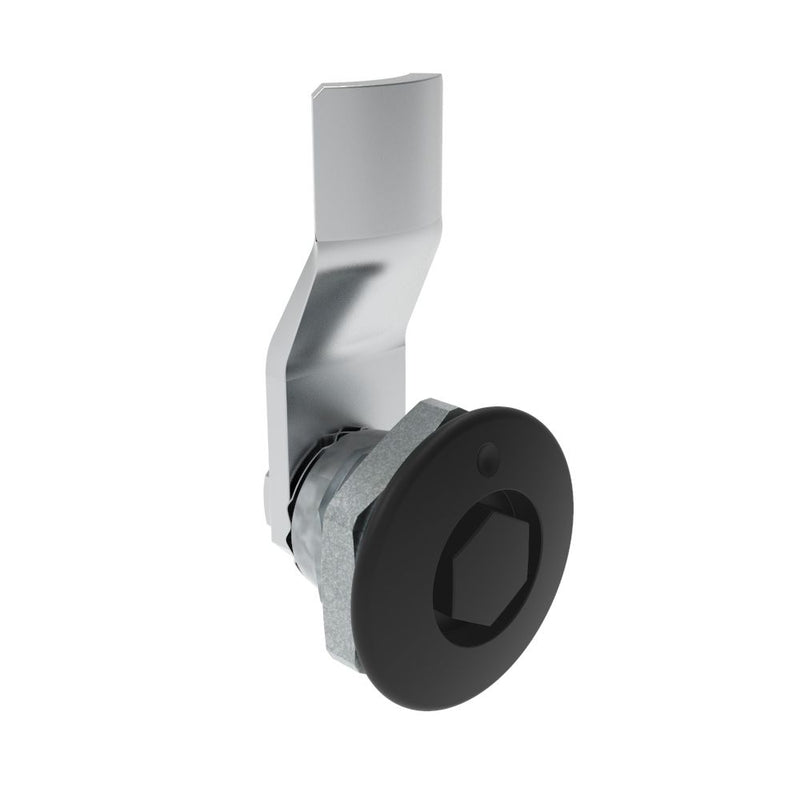 SOUTHCO Quarter-Turn Cam Latch, Bellcore 216, 8mm (.31 in) Grip, Not Sealed, Zinc Alloy, Powder Coat, Black [E5-1-135-050]