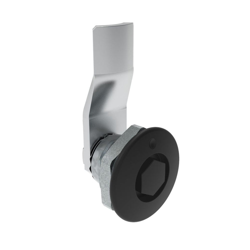 SOUTHCO Quarter-Turn Cam Latch, Bellcore 216, 10mm (.39 in) Grip, Not Sealed, Zinc Alloy, Powder Coat, Black [E5-1-135-060]