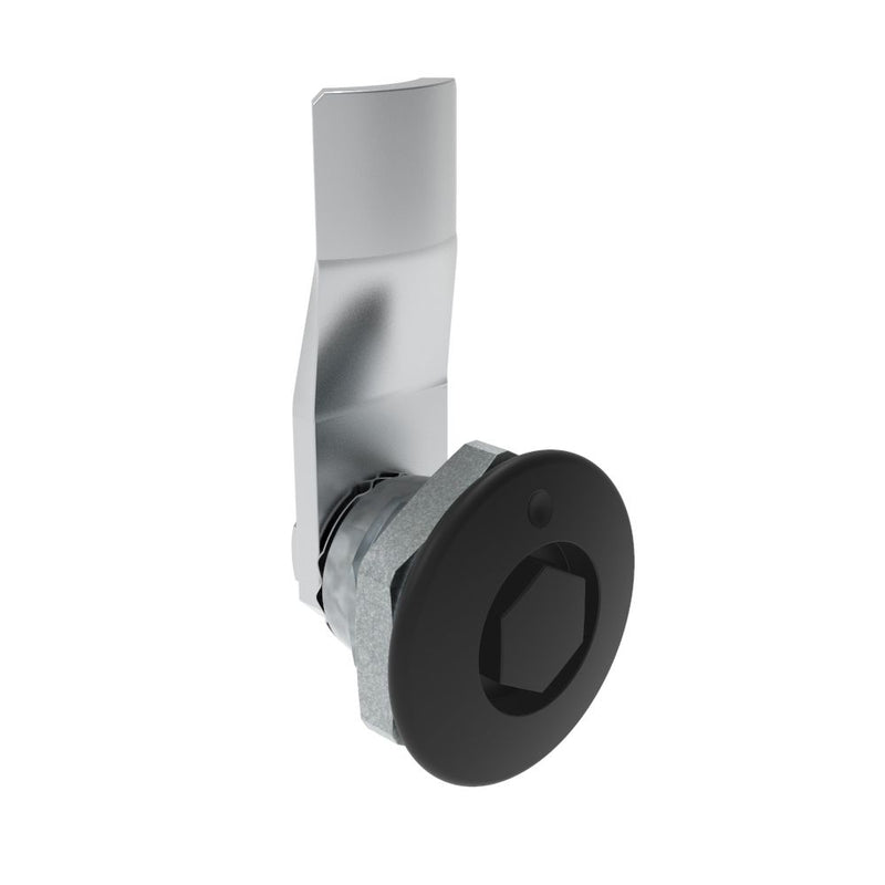SOUTHCO Quarter-Turn Cam Latch, Bellcore 216, 12mm (.47 in) Grip, Not Sealed, Zinc Alloy, Powder Coat, Black [E5-1-135-070]
