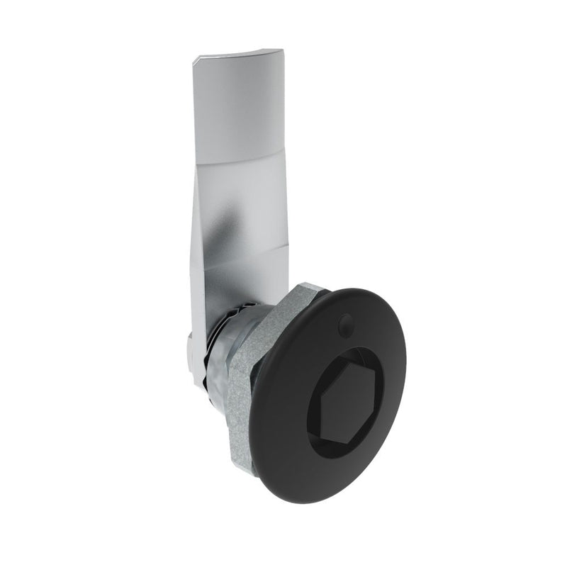 SOUTHCO Quarter-Turn Cam Latch, Bellcore 216, 14mm (.55 in) Grip, Not Sealed, Zinc Alloy, Powder Coat, Black [E5-1-135-080]
