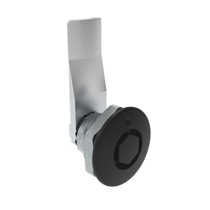 SOUTHCO Quarter-Turn Cam Latch, Bellcore 216, 16mm (.63 in) Grip, Not Sealed, Zinc Alloy, Powder Coat, Black [E5-1-135-090]